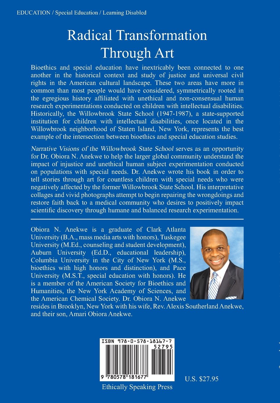 Ethically Speaking | Back Cover Narrative Visions of the Willow Brook State School